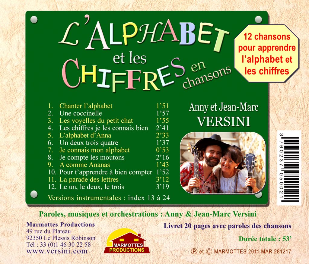 L’alphabet et les chiffres en chansons (CD de compilation) – A et J-M